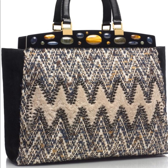 NWT Tory Burch Attersee Chevron Satchel - Picture 1 of 13